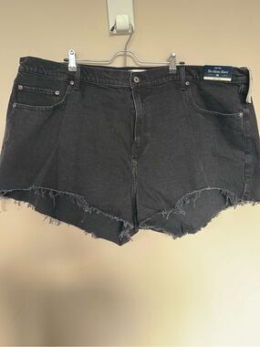 NWT Abercrombie & Fitch High Rise Black Denim The Mom Jean Shorts Plus Size